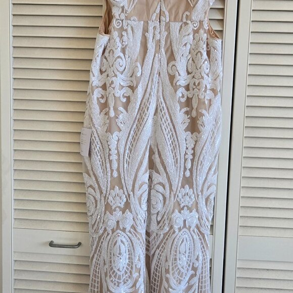 Lulus Always Adored White And Nude Sequin Mermaid Maxi Dress - Size L - Picture 6 of 6